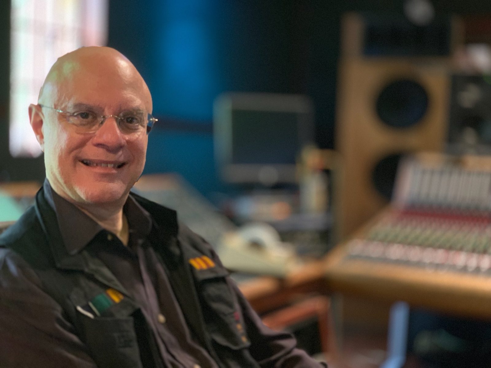 Tony Geballe at the console, Bear Creek Studio